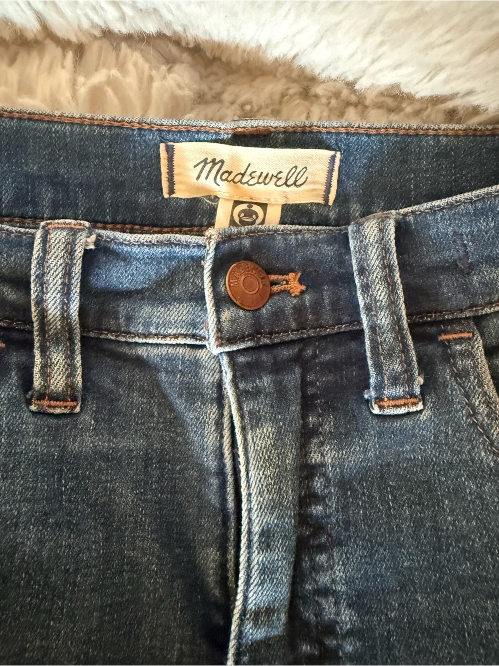 Madewell High-Rise Classic Blue Jeans with Copper Button